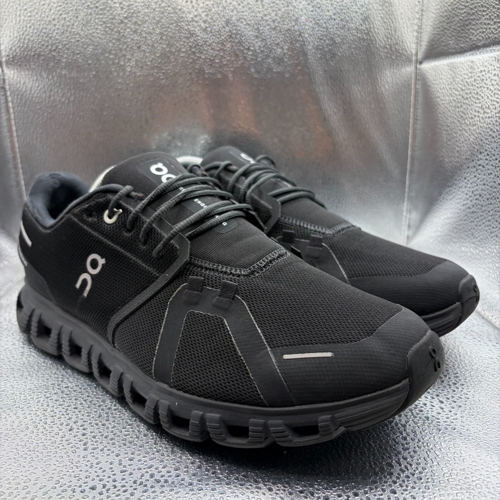 Size 11 On Cloud 6 Triple Black Mens Mesh Lace-Up Comfort Running Shoes